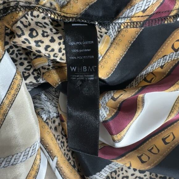 WHBM Gold Chain Print Sleeveless Blouse XL Satin Baroque Leopard Striped Top - Picture 4 of 8